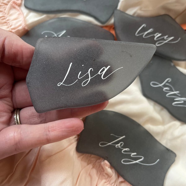 Sea Glass Place Cards (charcoal)