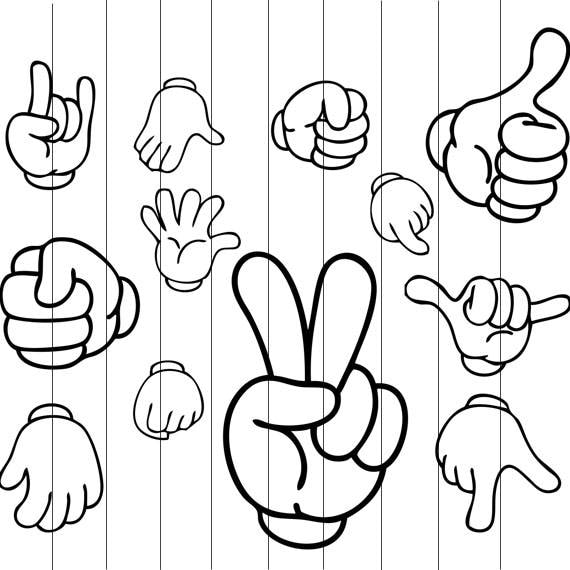 Disney Mickey Hands Clipart Disney Cut Files Mouse Die Etsy