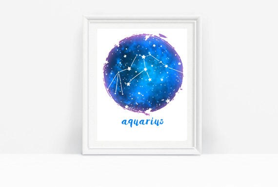 Aquarius Constellation Art Print Aquarius Watercolor Print Etsy - roblox aquarius