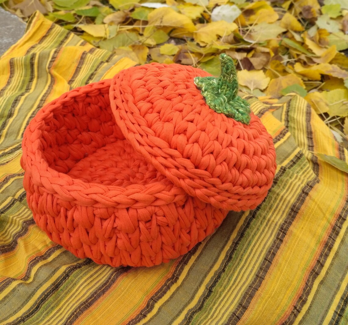 Crochet Basket Pumpkin With Lid Pattern PDF DIY Decorative Etsy UK