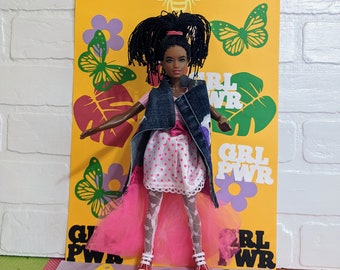 Barbie AA African American Barbie. Beautiful custom outfit. Low price, plus coupon.