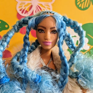 Barbie AA African American Barbie. Articulated. Curvey. Super long pretty blue hair. Top Of the line. Low price plus coupon. Custom, extra. image 2