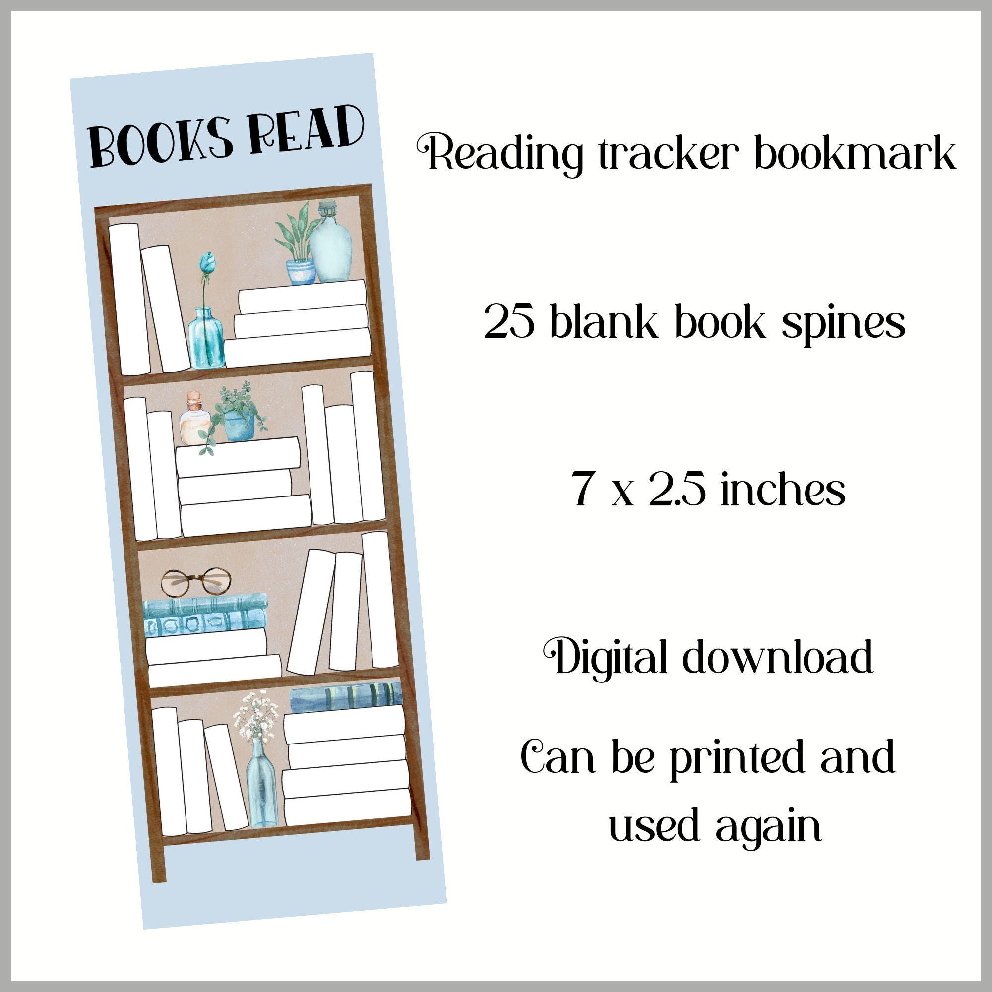 Reading Tracker Bookshelf Bookmark Set of 3, 25 Blank Spines, 7x2.5 ...
