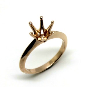 9ct 9kt Solid Rose or white or yellow Gold Engagement Ring 8mm mount - no stone