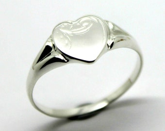 Size K Kaedesigns, New Genuine Large Sterling Silver Heart Signet Ring 265