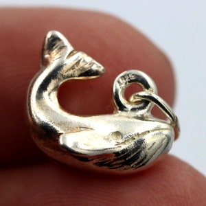 Genuine Sterling Silver Small Whale Solid Pendant Charm
