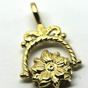 Genuine 9ct 9k 375 Yellow Gold  Flower Spinner Pendant