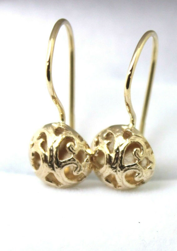 Genuine 9ct Yellow Rose or White Gold 10mm Half Ball Filigree