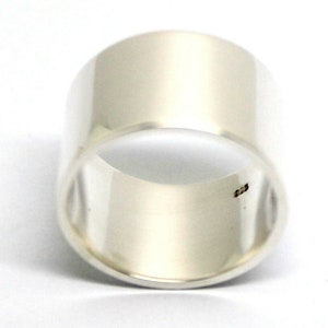 Genuine Heavy Solid Sterling Silver 925 12mm Wide Flat Band Ring