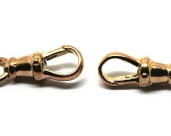 May include: Two gold-toned metal watch chain clasps with a round loop on one end and a hook on the other end.