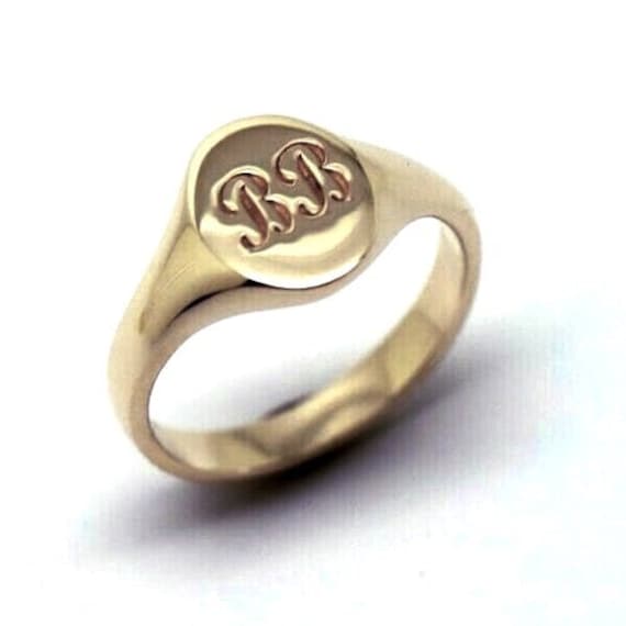 Size F 9ct 9K Yellow Gold Oval Signet Ring 9mm X 7mm + Engraving