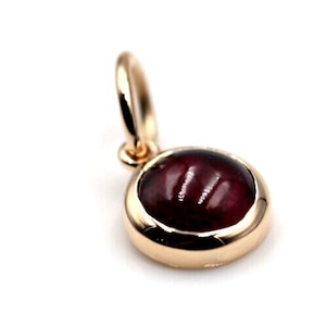 Genuine 9ct 9k Yellow, Rose or White Gold Cabochon Garnet Pendant or Charm