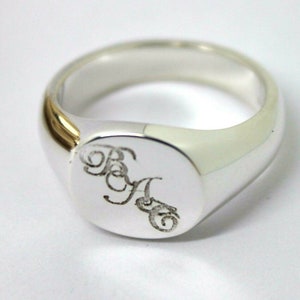 Engraved Bac Sterling Silver 925 Oval Signet Ring  *free Express Post In Oz*