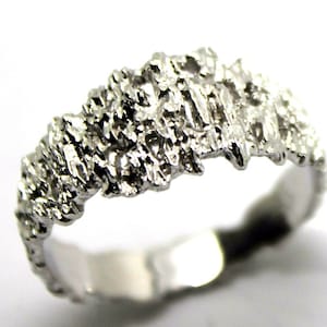 Bague pépite en argent sterling véritable neuf, 12 mm de large, choisissez votre taille de bague