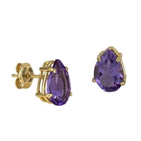 Ovalen Amethyst Solitärohrstecker In 9 Karat Gold Mit Amethyst
