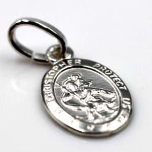 Sterling Silver OR Sterling Silver Gold Plated Small St Christopher Pendant or Charm Travel Saint