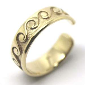 Genuine Full Solid 9ct Yellow or Rose or White Gold or Sterling silver Surf Wave Toe Ring