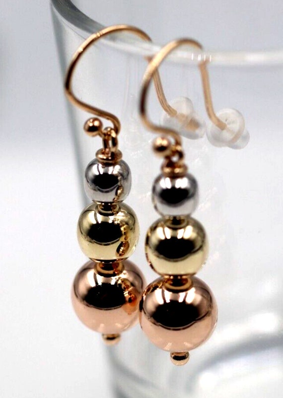 9ct 3 tone drop earrings 9ct 3 tone drop earrings
