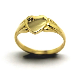 Size I 1/2 Kaedesigns New 9ct 9k Yellow Gold Heart Aquamarine Signet Ring