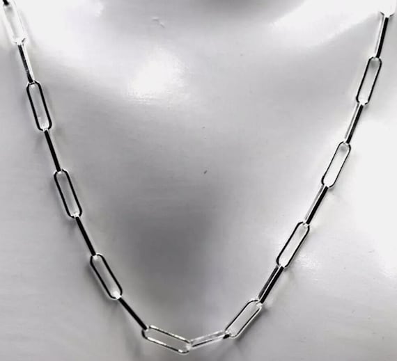 本物のスターリングシルバー925製ペーパークリップリンクネックレス 