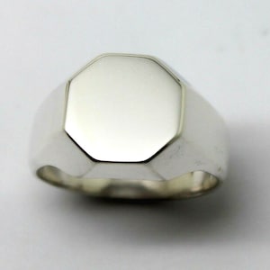 Heavy 9ct Yellow or Rose or White Gold or Sterling Silver Octagon Signet Ring