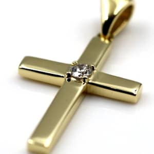 Genuine Solid 18ct 18kt 750 Yellow, Rose or White Gold 10pt Diamond Cross Pendant
