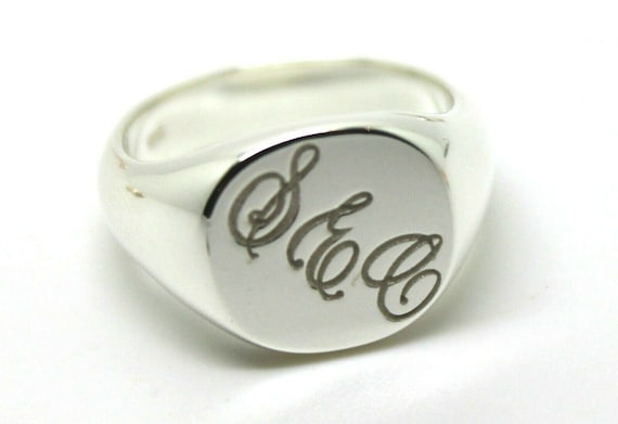 Genuine Solid New Sterling Silver Oval Signet Ring Engraved With