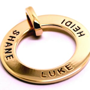 Genuine Solid 9ct Yellow, Rose or White  Gold / 375, Personalized & Engravable Circle Pendant