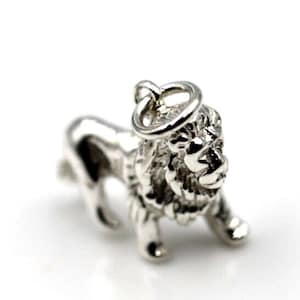 Genuine Solid Sterling Silver 925 Lion 3D Pendant Or Charm
