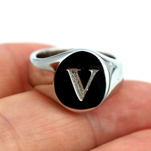 Size J 1/2 Genuine Ring Platinum 950 Heavy Full Solid Signet Ring + Engraving