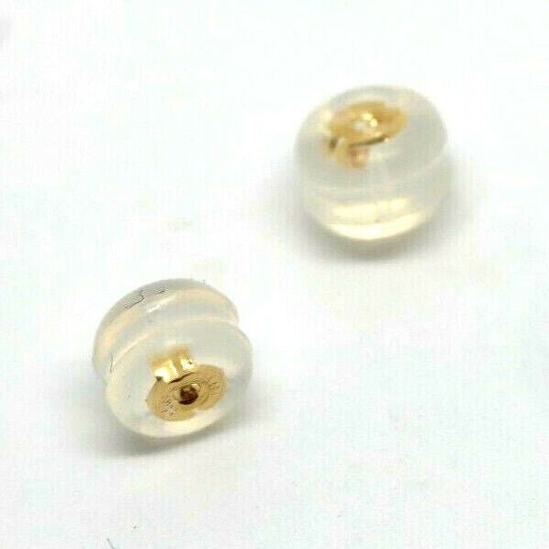 Genuine 18CT Solid White Gold Disc Butterfly Earring Backs 8mm - 1 Pair