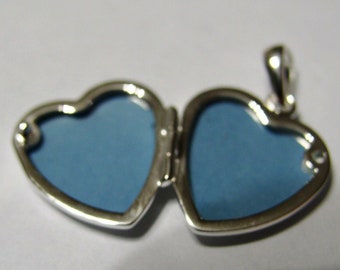 Genuine Sterling Silver 925 Small Heart Locket Pendant With 2 Photos