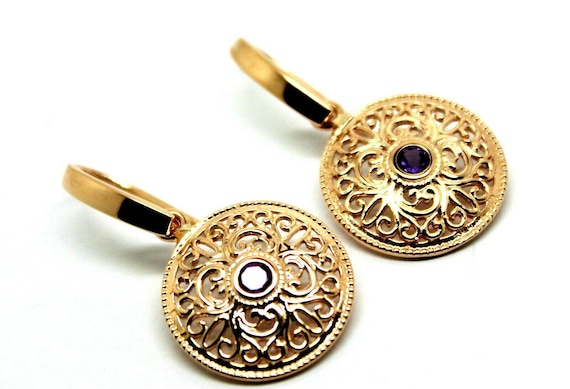 9ct Oro Giallo Orecchio Sicurezza Gancio Cavi Pendente - Foto 13