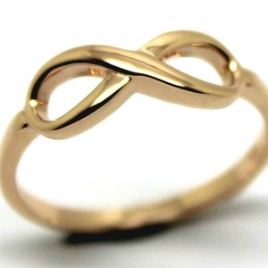 Genuine New 9ct Yellow, Rose or White Gold Solid Infinity Ring Size J