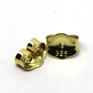 Kaedesigns SGP Yellow Gold Plated Sterling Silver Earrings Butterfly Backs 4.8mm