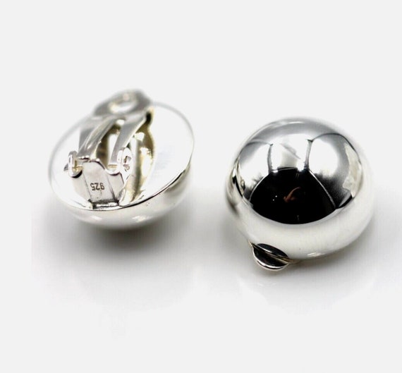 Genuine New Sterling Silver 925 Half 16mm Ball Round Earrings Clip