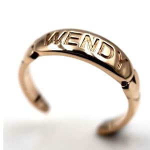 9ct Yellow or Rose or White Gold or Sterling Silver Custom Made Name Toe Ring