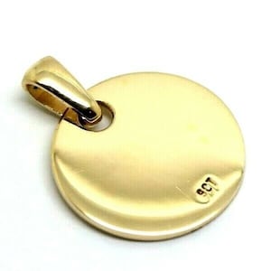 9ct Yellow, Rose or White Gold Solid Circle Disc Pendant with Bale