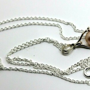 Sterling Silver Chain Necklace &  Pearl Ball Spinner Pendant