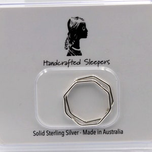 Sterling Silver 925 Large Sleepers Octagonal Hinged Earrings 12mm or 16mm