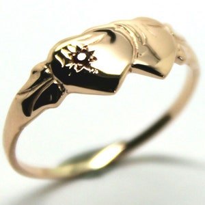 Size N Genuine 9ct 9K 375 Rose Gold Ruby (Birthstone Of July) Double Heart Signet Ring