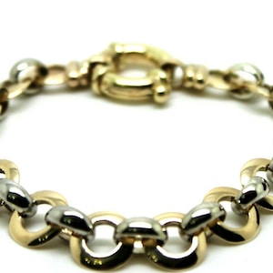 Genuine 9ct 9kt Yellow And White Gold Solid Belcher And Circle Bracelet