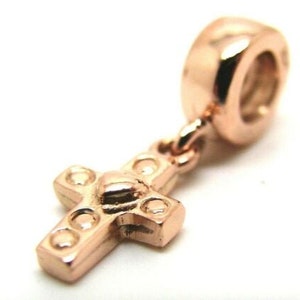 Echte 9 Karat Gelb Oder Rose Oder Weißgold Oder Silber Kreuz Perle Für Bettelarmband