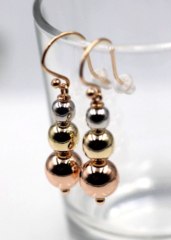 9ct 3 tone drop earrings 9ct 3 tone drop earrings