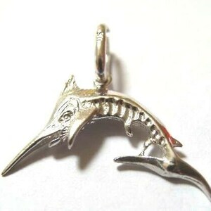 Genuine Sterling Silver Solid Sword Fish Pendant Charm *Free Post In Oz*