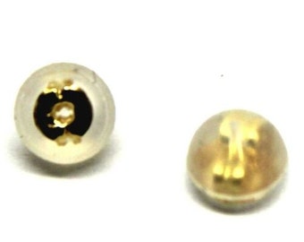 Authentique Nouveau 18ct Disque d’Or Jaune Ou Blanc Silicone Papillon Boucle d’Oreilles Dos