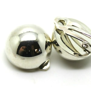 Genuine New Sterling Silver 925 Half 14mm Ball Round Earrings Clip-ons -Free Post