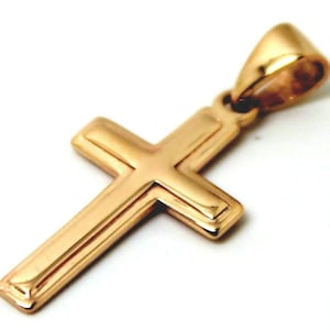 Genuine Small New 9ct 9K Yellow, Rose or White Gold Plain Cross Pendant
