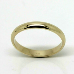 Genuine Solid 9ct 9kt Yellow Gold Wedding Band Ring Size O 3mm Wide