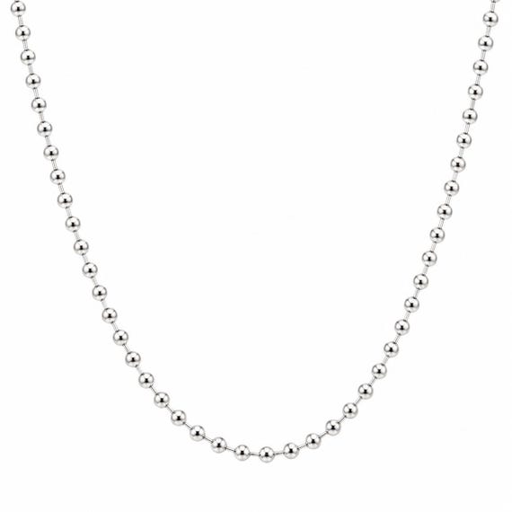 本物のスターリングシルバー925ボールチェーンネックレス 長さ45cm